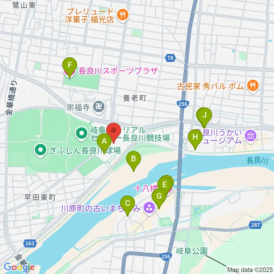 長良川国際会議場周辺のホテル一覧地図