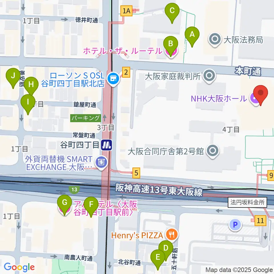 NHK大阪ホール周辺のホテル一覧地図