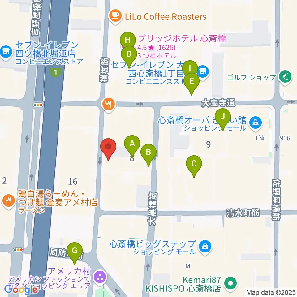 心斎橋AtlantiQs周辺のホテル一覧地図
