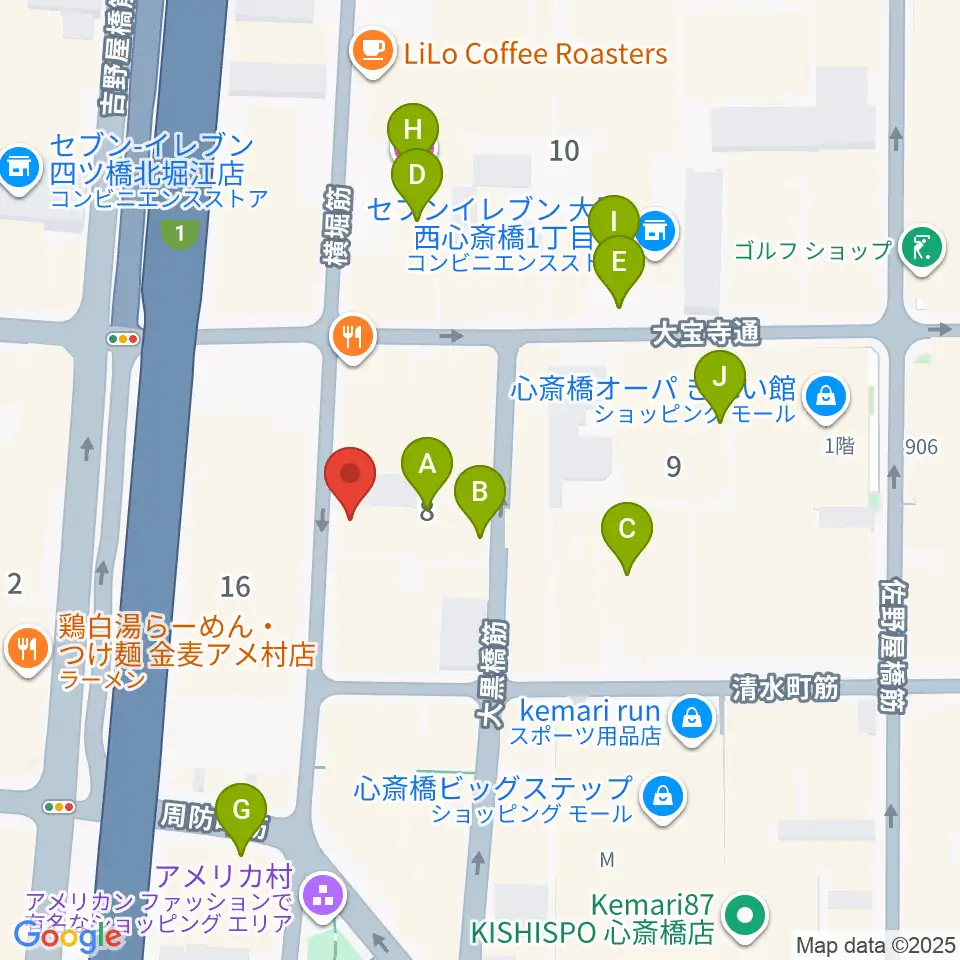 心斎橋AtlantiQs周辺のホテル一覧地図