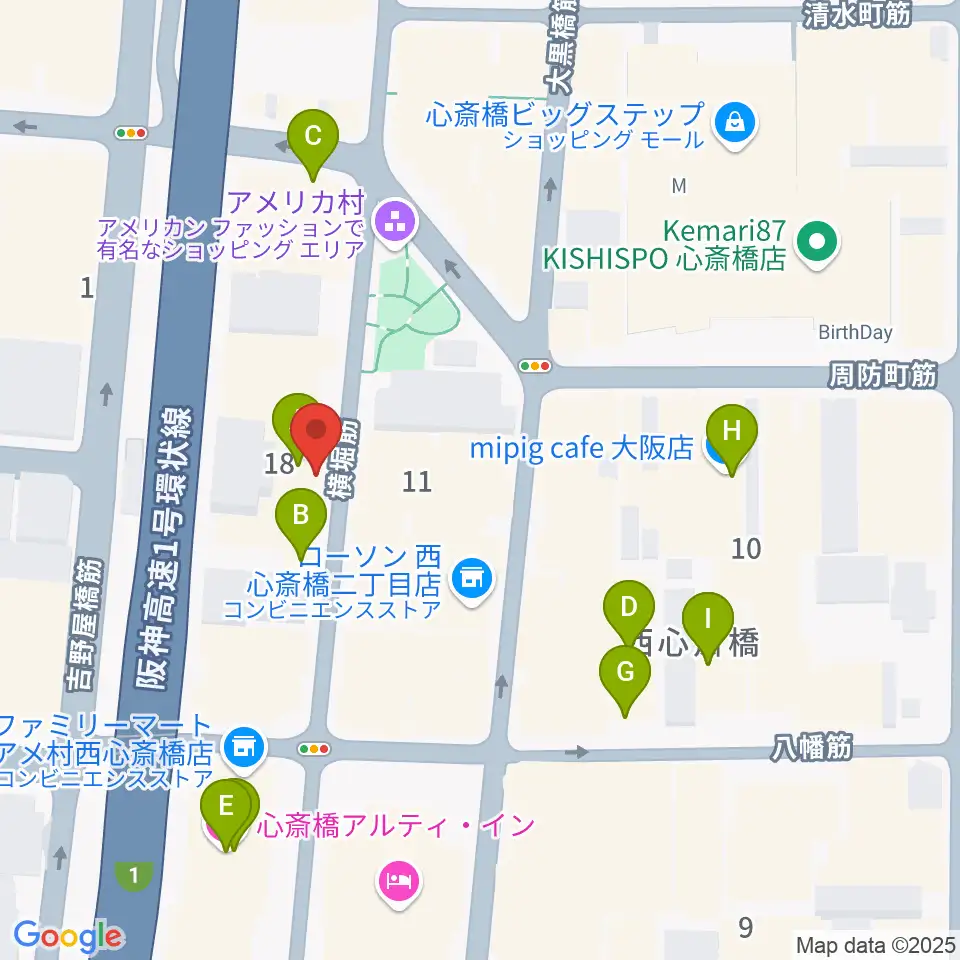 心斎橋キングコブラ周辺のホテル一覧地図