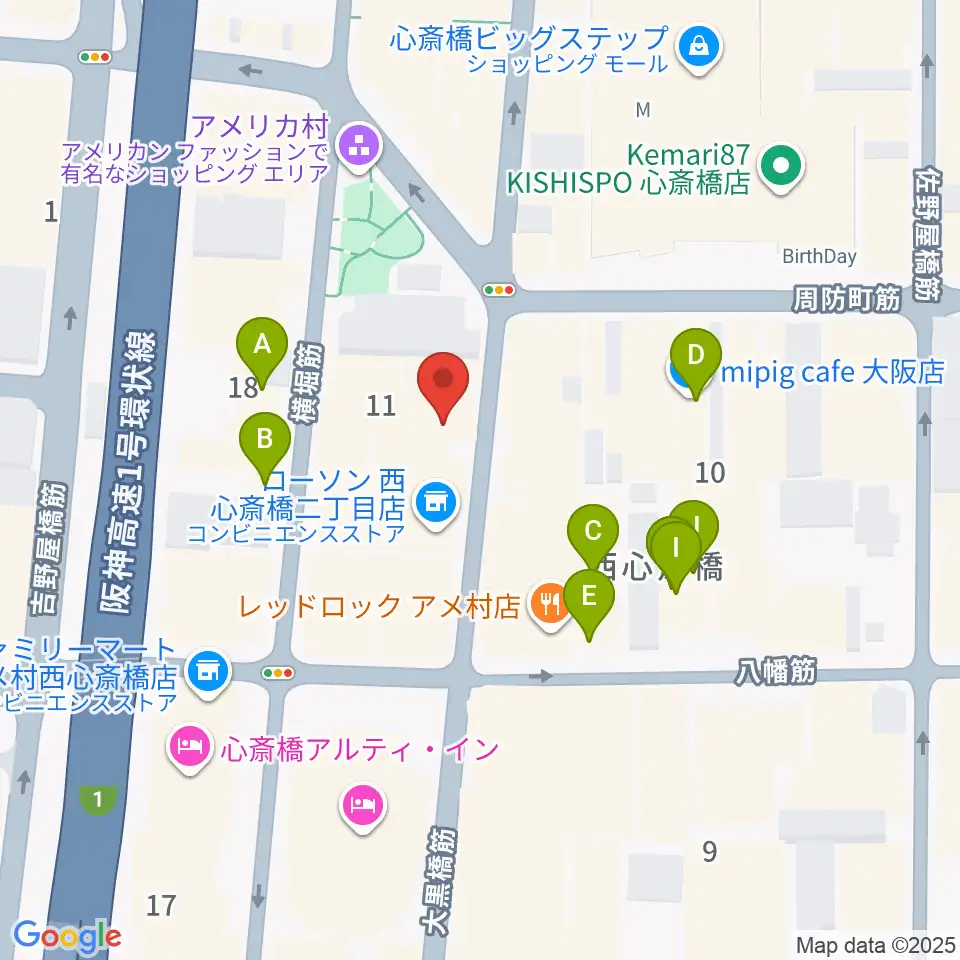 心斎橋キングコブラ周辺のホテル一覧地図