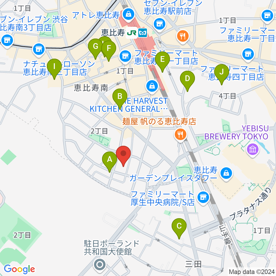 ATOゴスペル教室 恵比寿本校周辺のホテル一覧地図