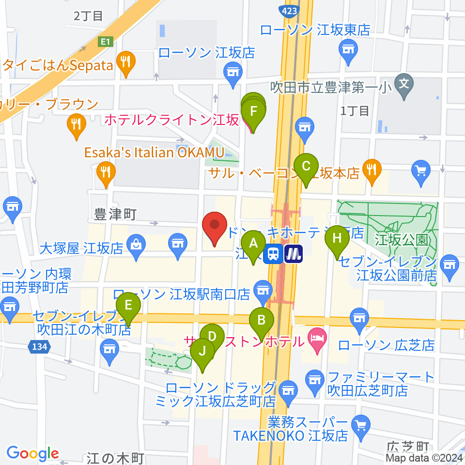江坂ミューズ周辺のホテル一覧地図