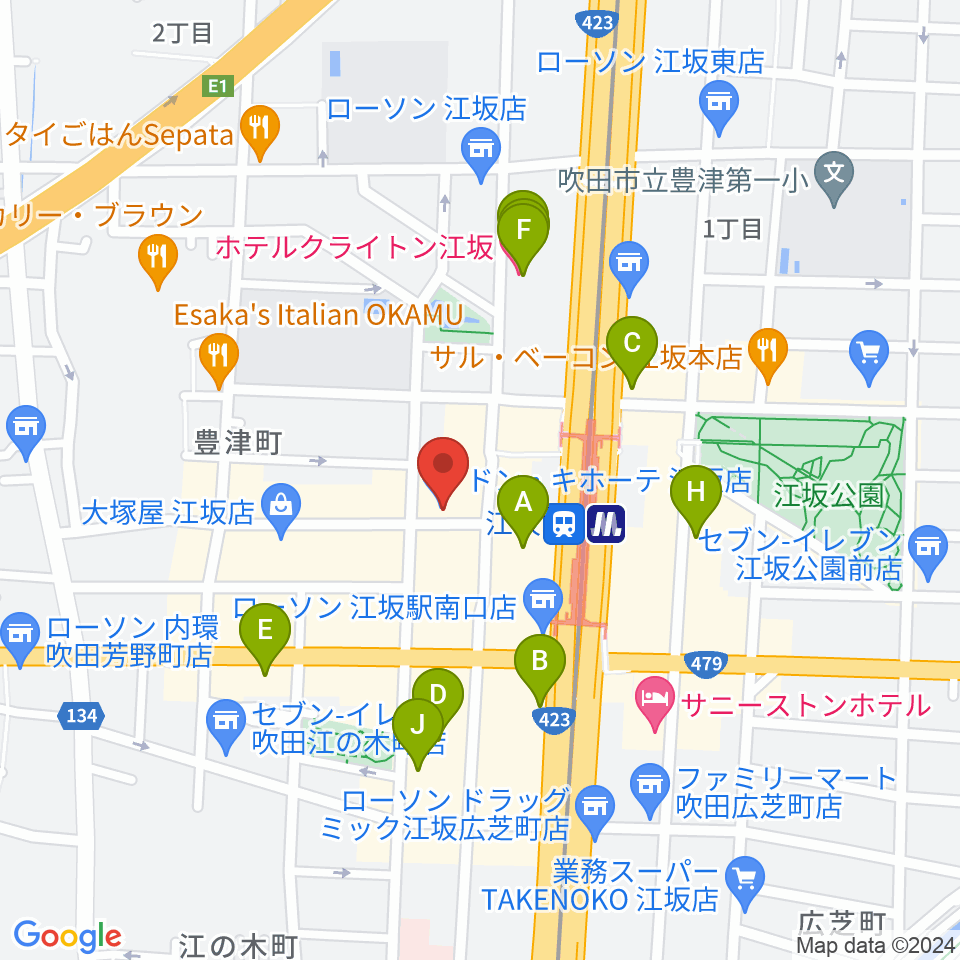 江坂ミューズ周辺のホテル一覧地図