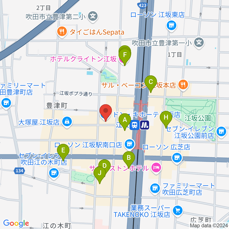 江坂ミューズ周辺のホテル一覧地図