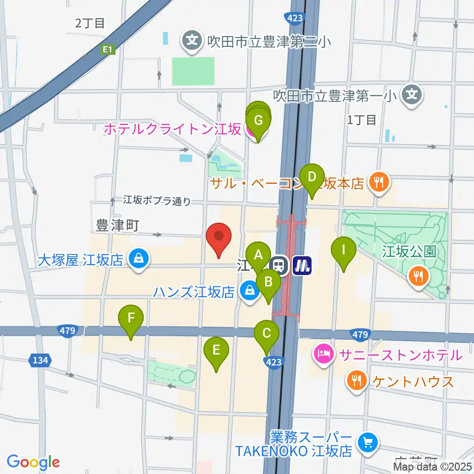 江坂ミューズ周辺のホテル一覧地図