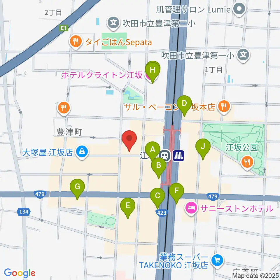江坂ミューズ周辺のホテル一覧地図