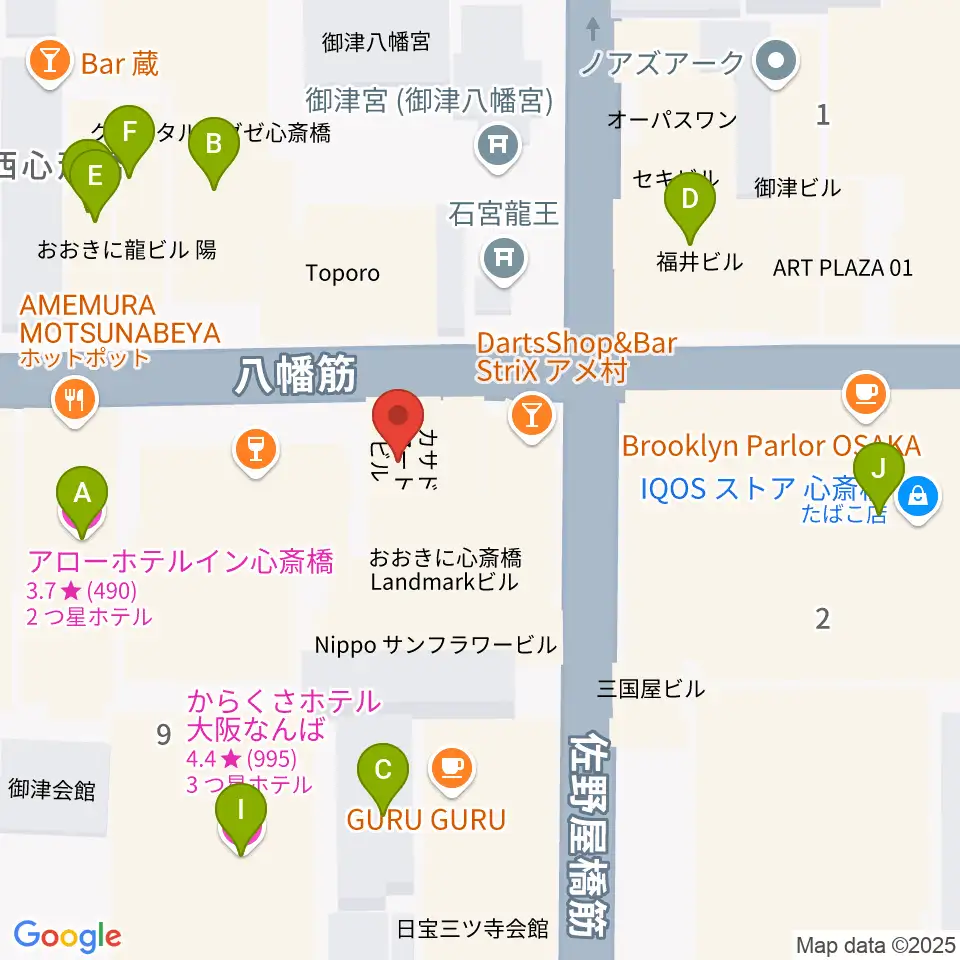 心斎橋HOKAGE周辺のホテル一覧地図