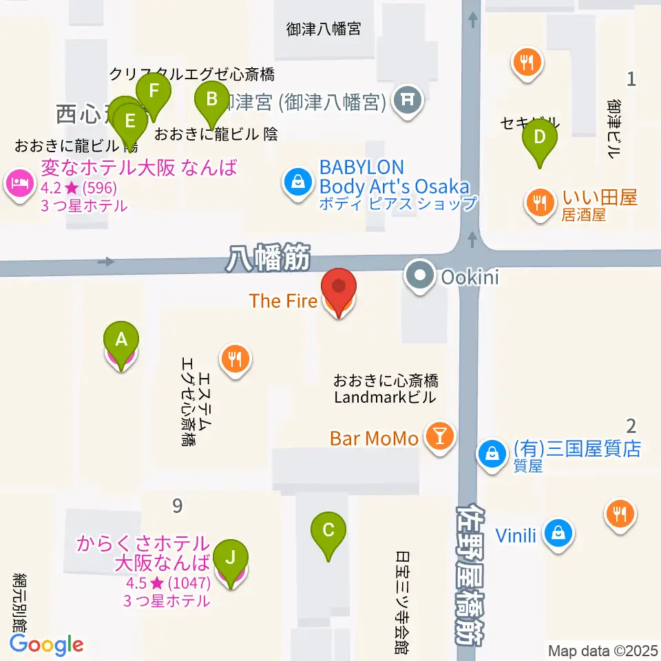 心斎橋HOKAGE周辺のホテル一覧地図