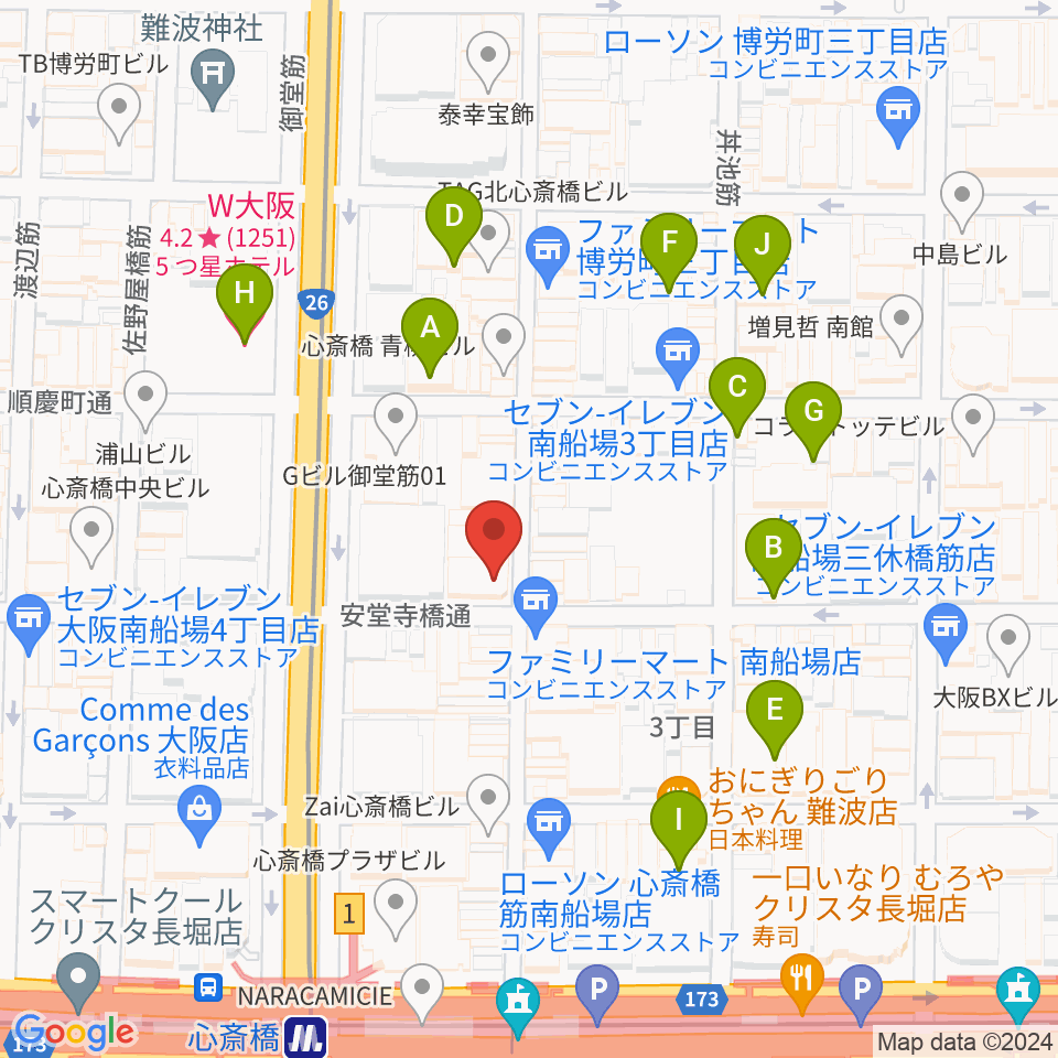 大阪RUIDO周辺のホテル一覧地図