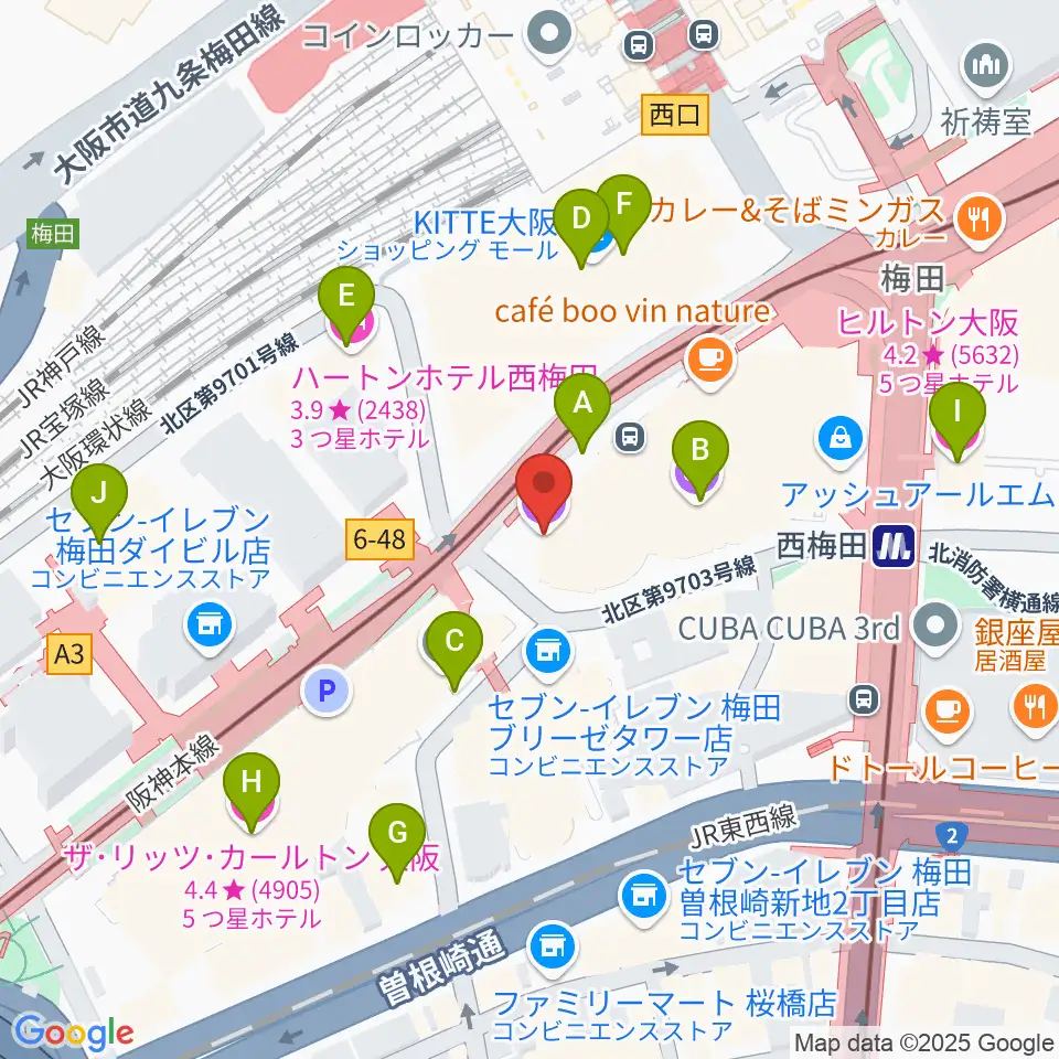 ビルボードライブ大阪周辺のホテル一覧地図