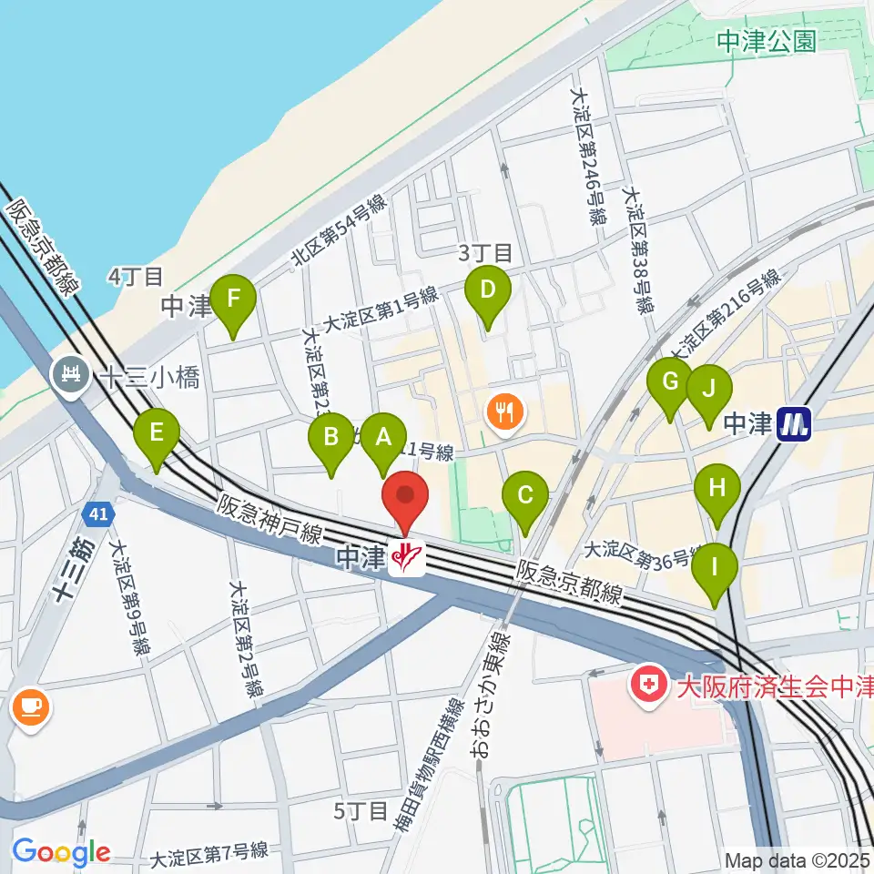 中津Vi-code周辺のホテル一覧地図