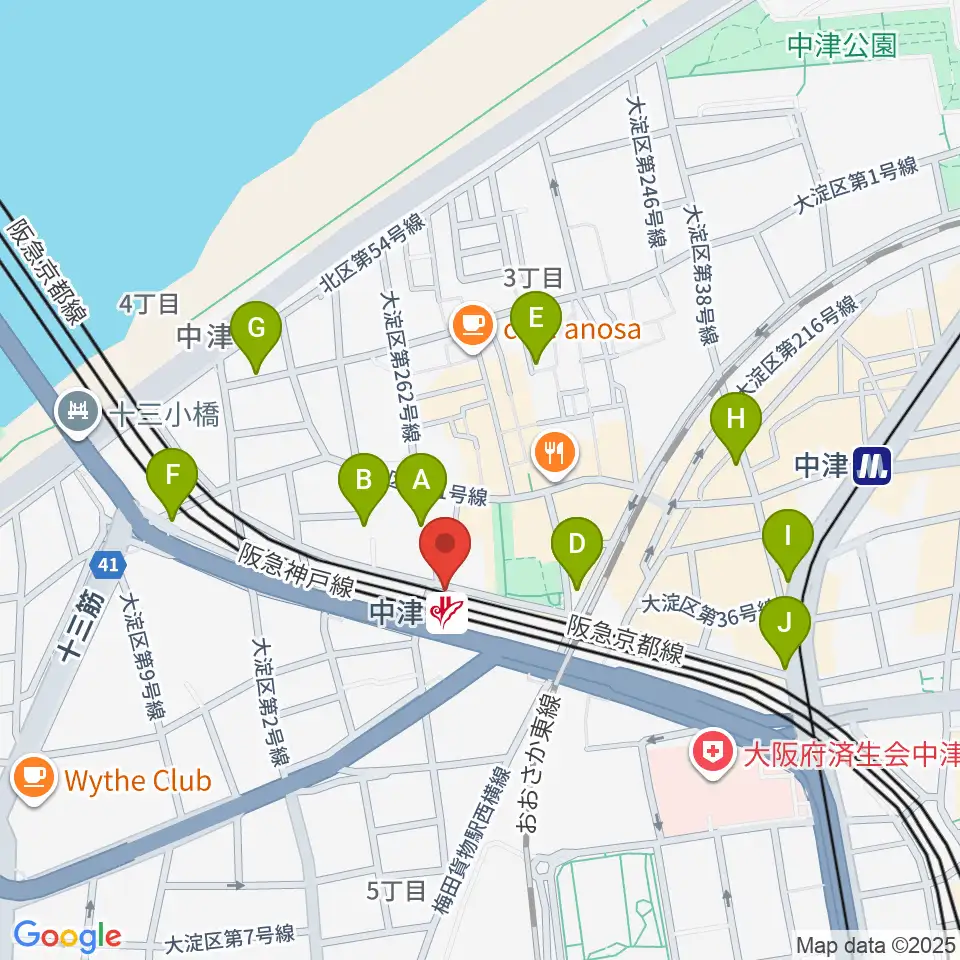 中津Vi-code周辺のホテル一覧地図