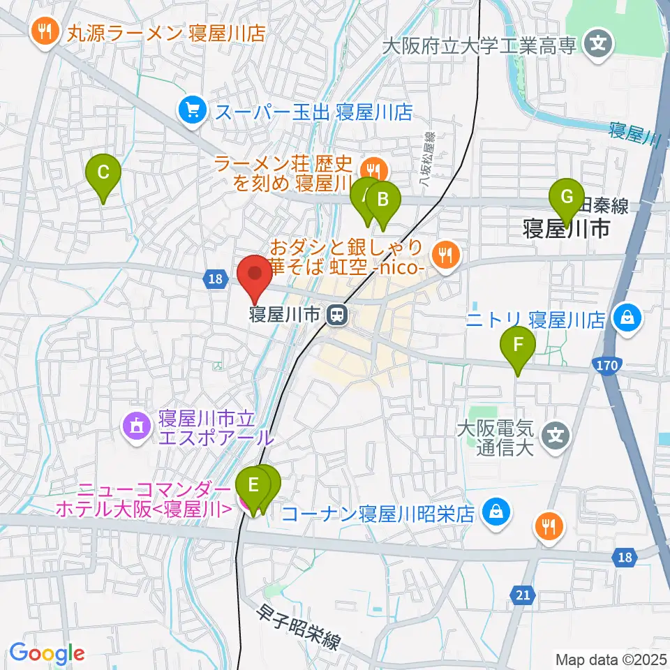寝屋川VINTAGE周辺のホテル一覧地図