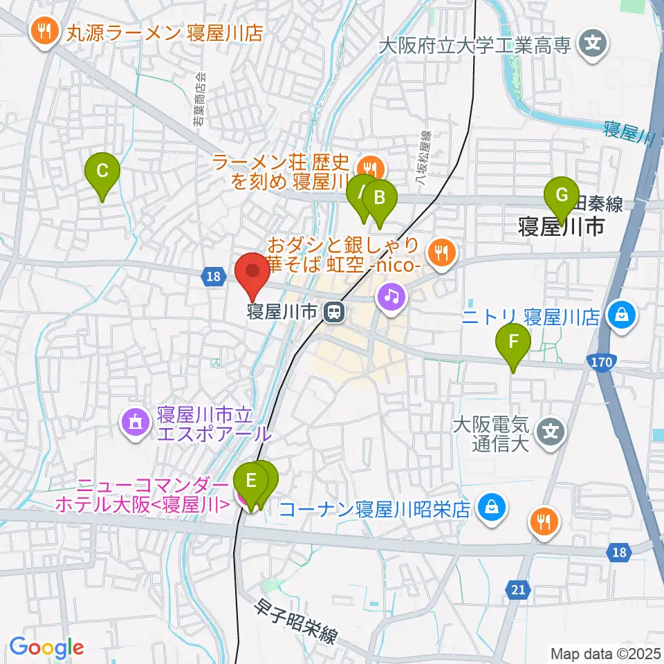 寝屋川VINTAGE周辺のホテル一覧地図