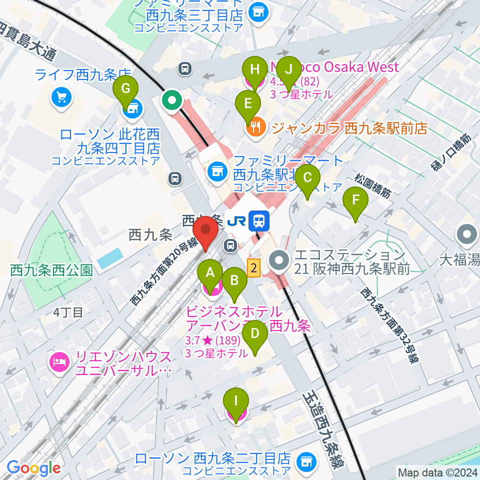 西九条BRAND NEW周辺のホテル一覧地図