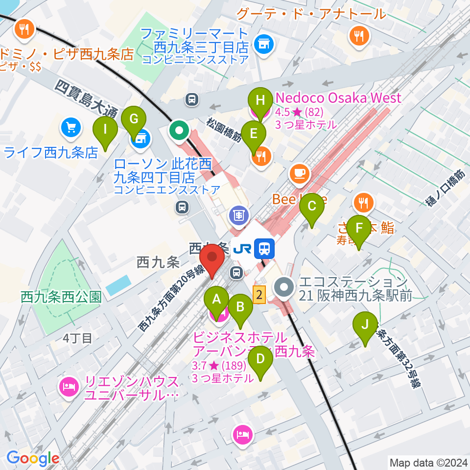 西九条BRAND NEW周辺のホテル一覧地図