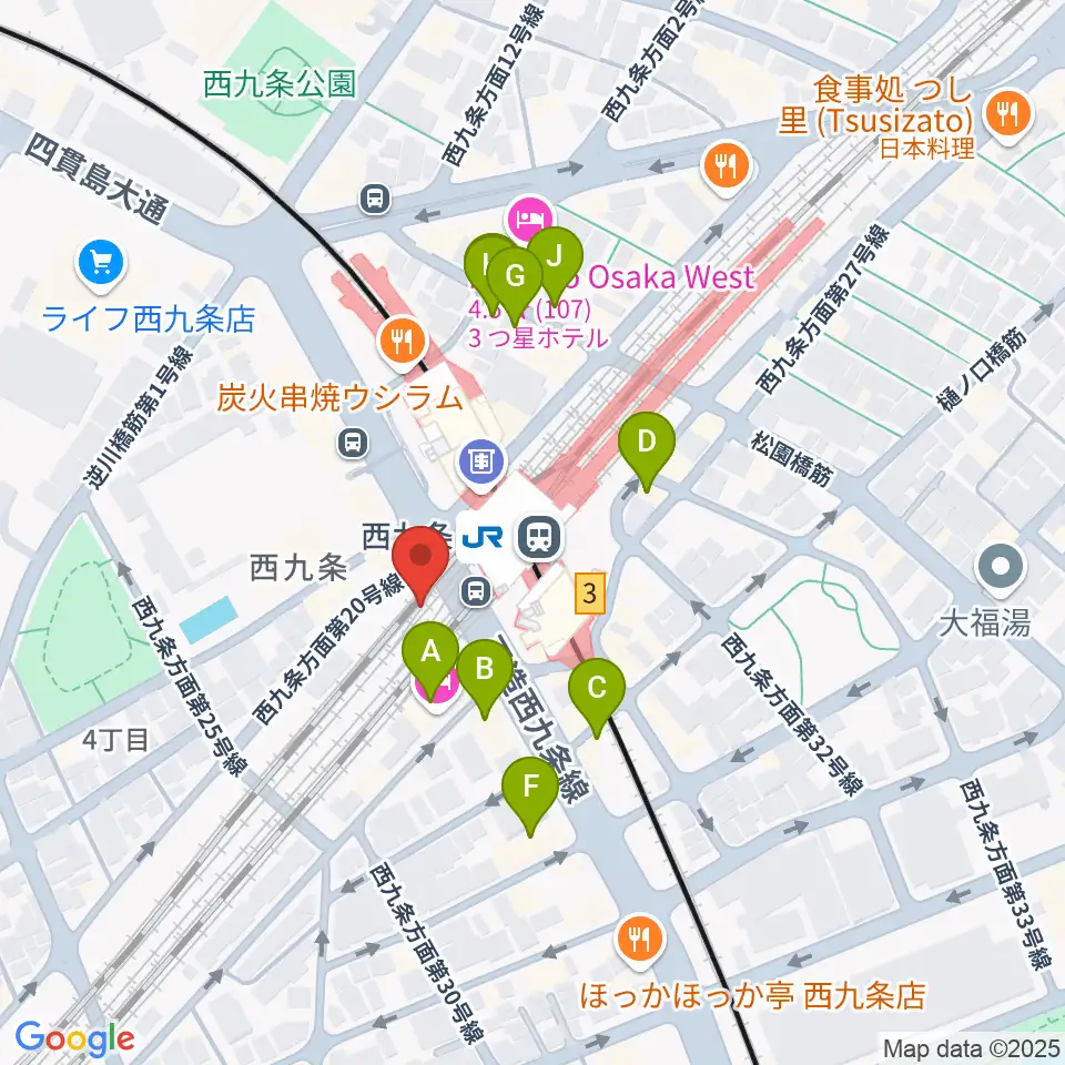 西九条BRAND NEW周辺のホテル一覧地図