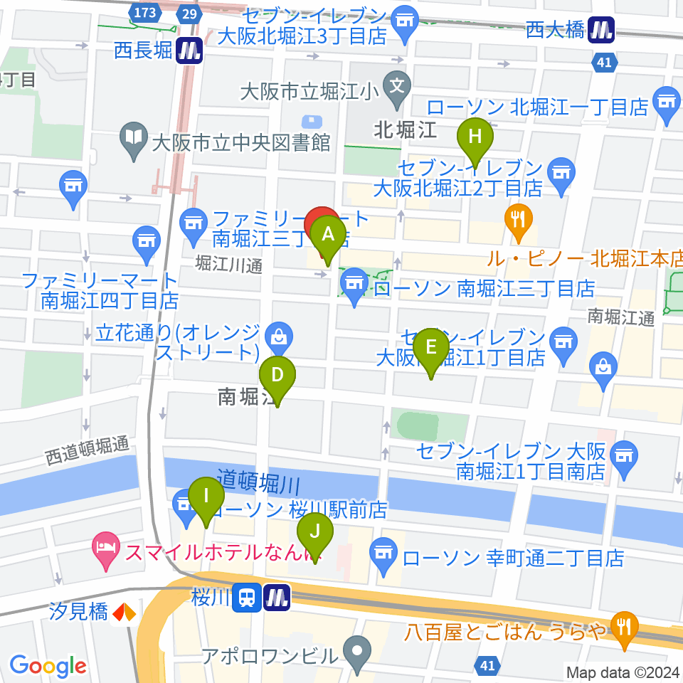 南堀江knave周辺のホテル一覧地図