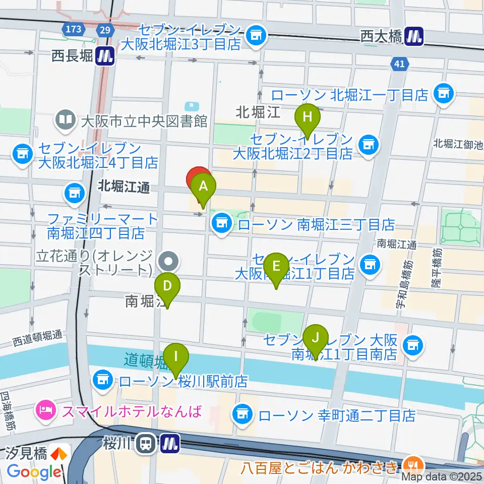 南堀江knave周辺のホテル一覧地図