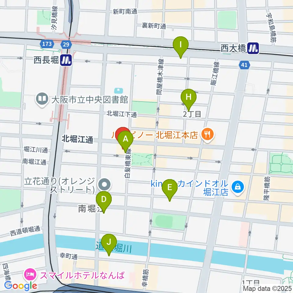 南堀江knave周辺のホテル一覧地図