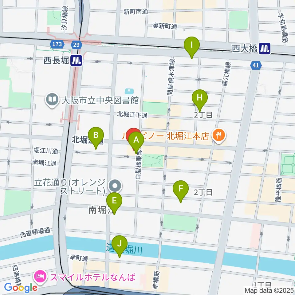 南堀江knave周辺のホテル一覧地図