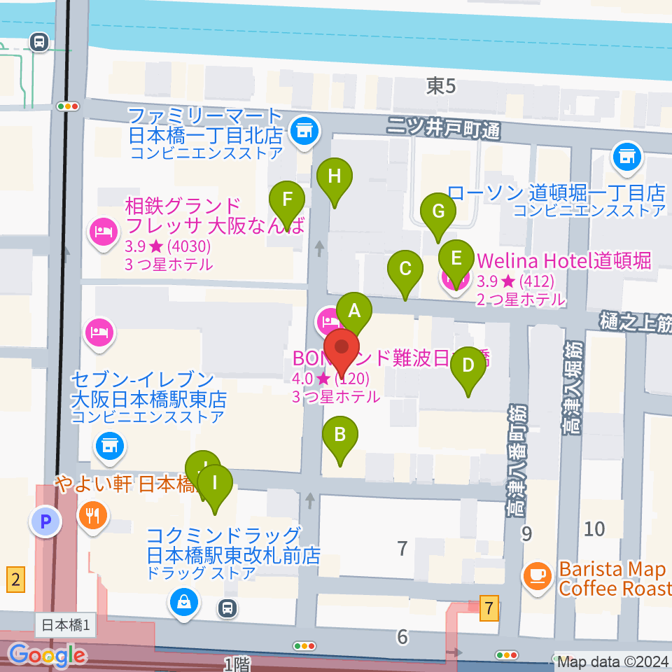 日本橋R/H/B周辺のホテル一覧地図