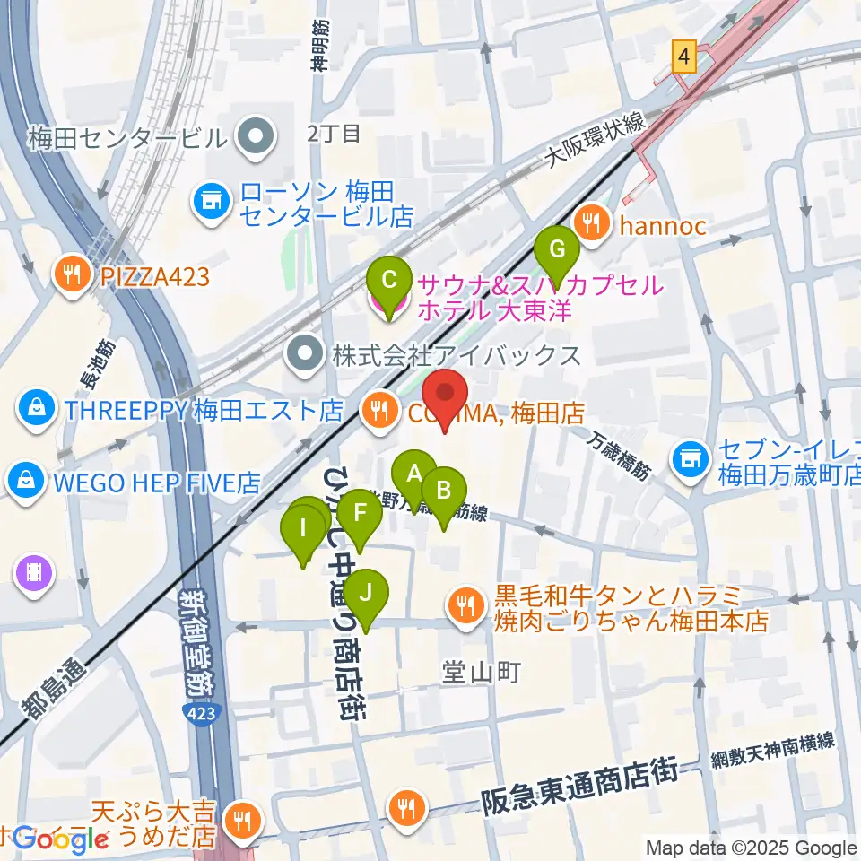 JAZZ ON TOP ACTⅢ店周辺のホテル一覧地図