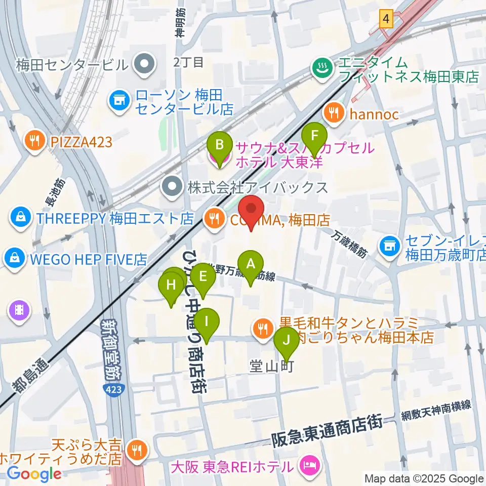 JAZZ ON TOP ACTⅢ店周辺のホテル一覧地図