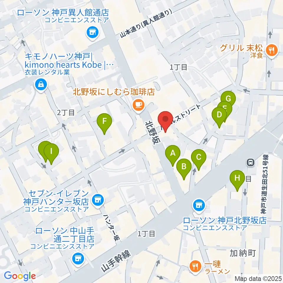 三ノ宮エリース周辺のホテル一覧地図
