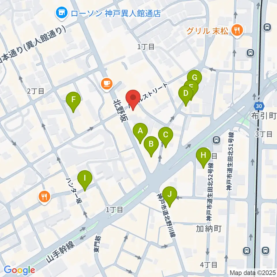 三ノ宮エリース周辺のホテル一覧地図