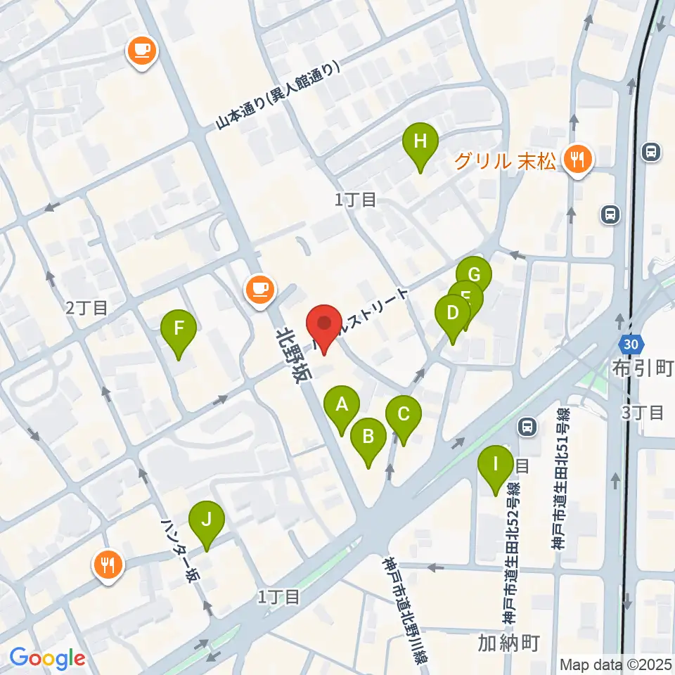 三ノ宮エリース周辺のホテル一覧地図