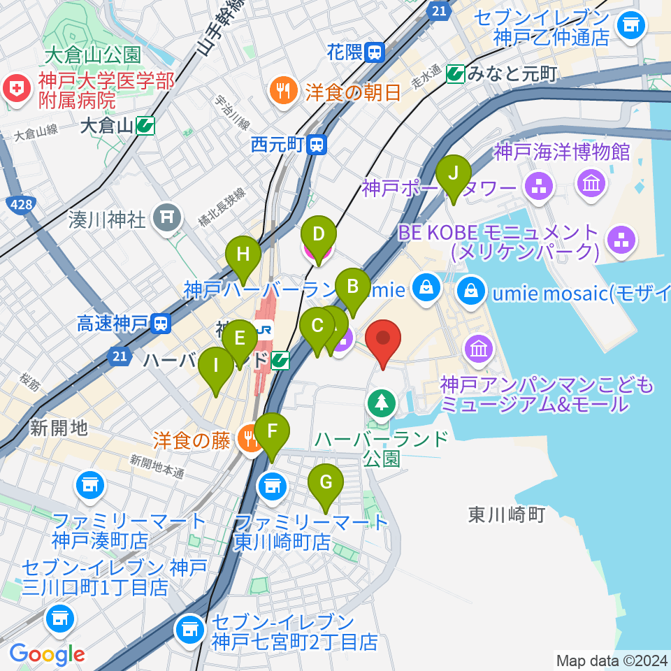 神戸新聞松方ホール周辺のホテル一覧地図