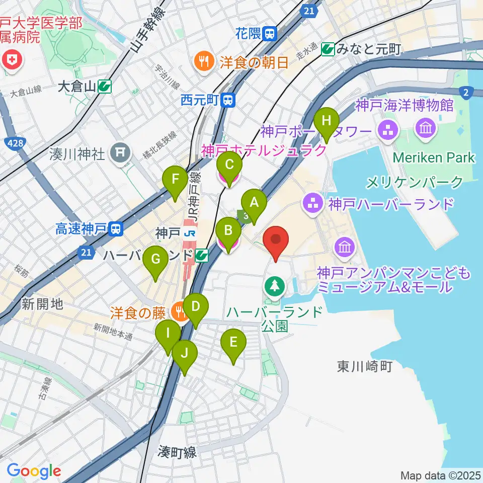 神戸新聞松方ホール周辺のホテル一覧地図