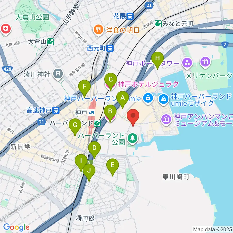 神戸新聞松方ホール周辺のホテル一覧地図