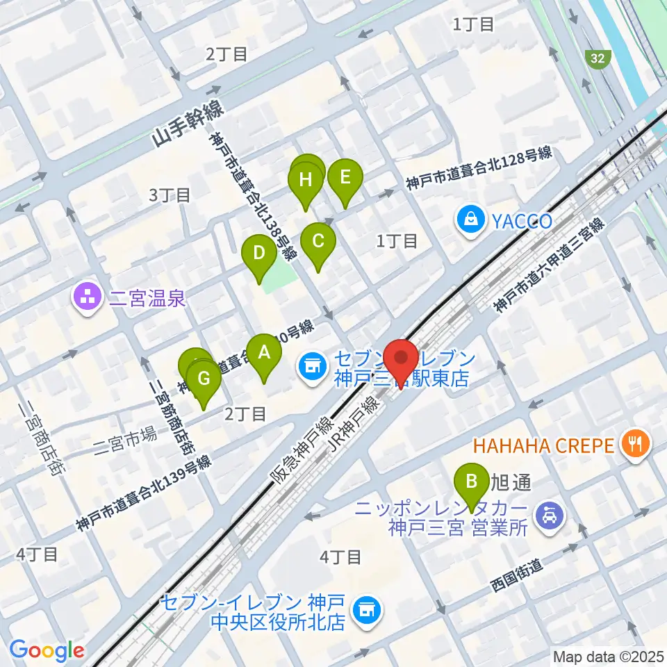 神戸108周辺のホテル一覧地図