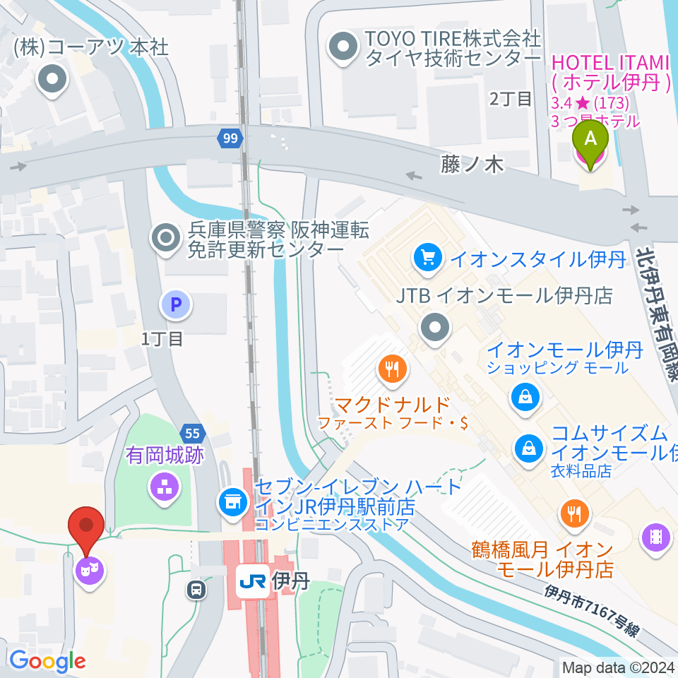 伊丹STAGE周辺のホテル一覧地図