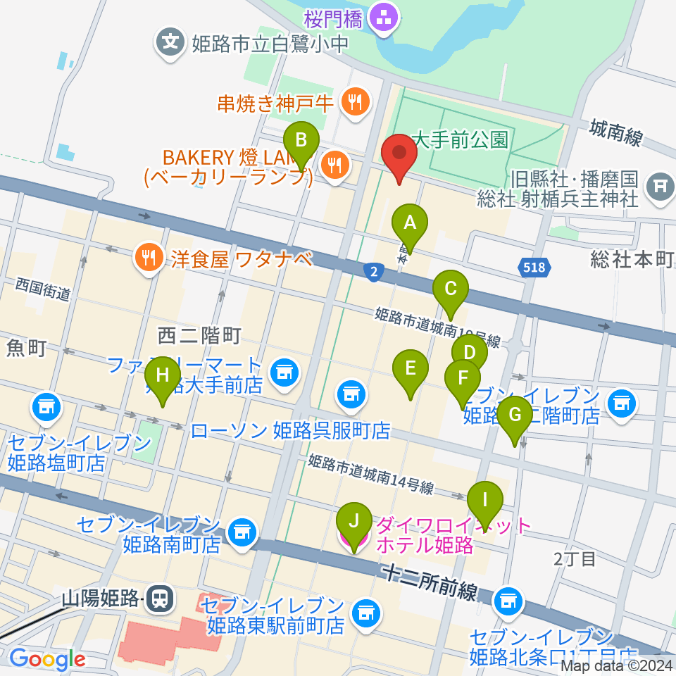 姫路ベータ周辺のホテル一覧地図