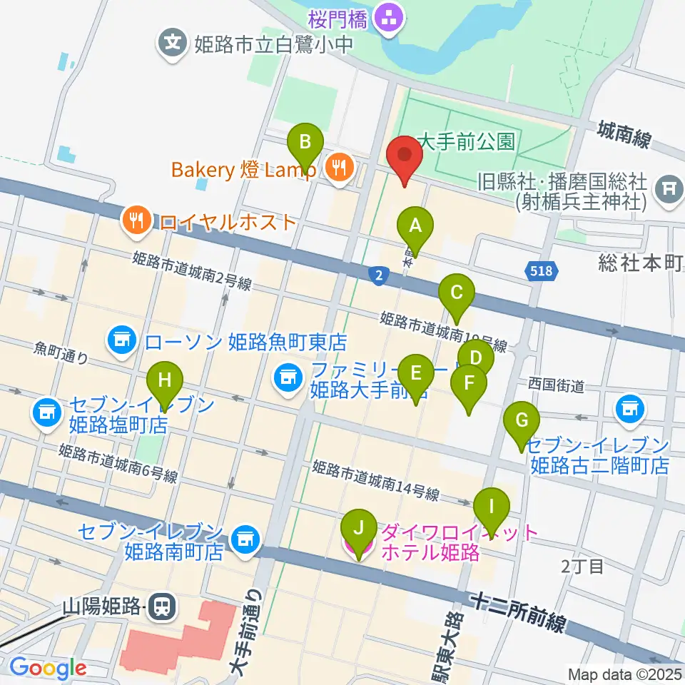 姫路ベータ周辺のホテル一覧地図