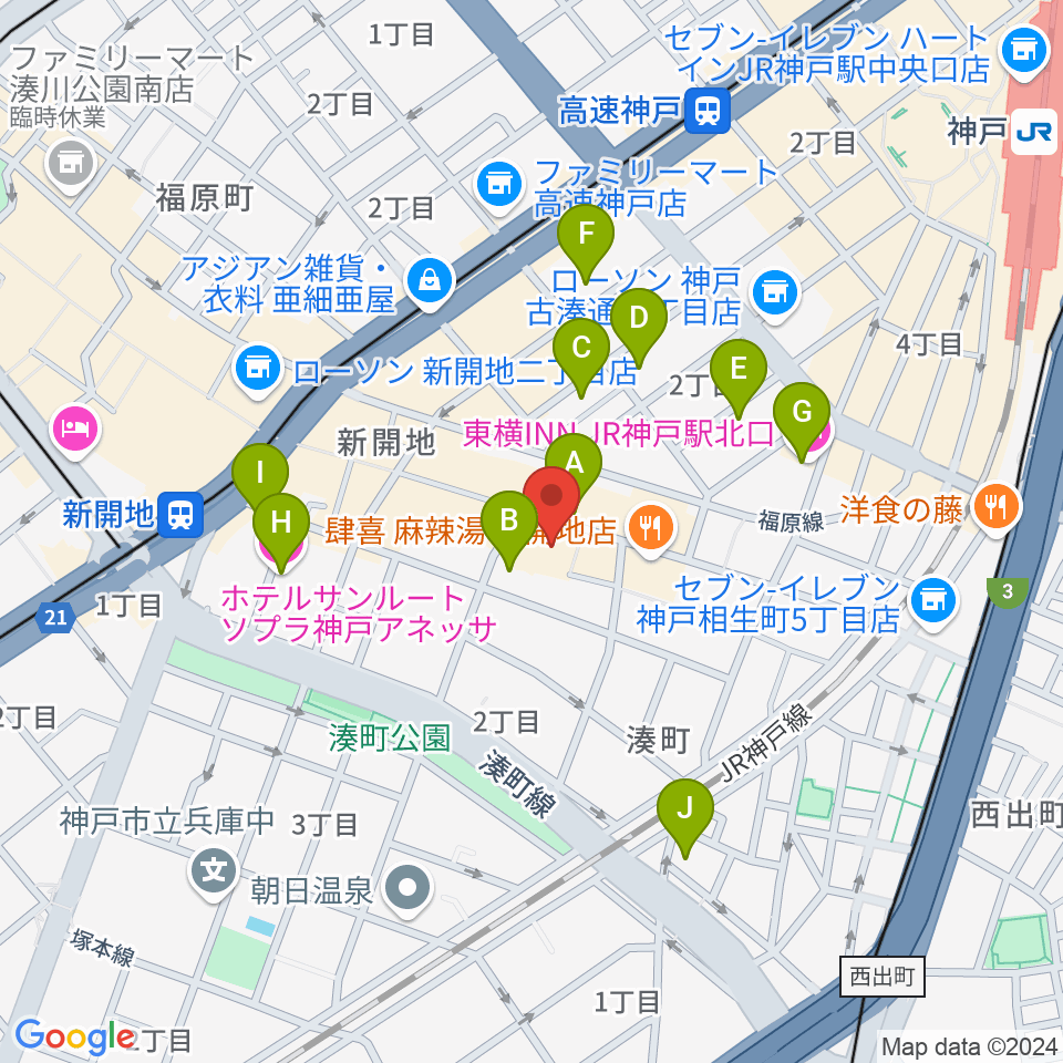 新開地アートひろば周辺のホテル一覧地図