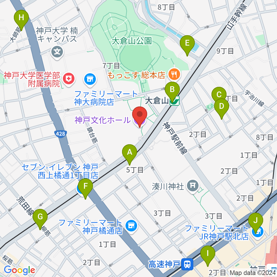 神戸文化ホール周辺のホテル一覧地図