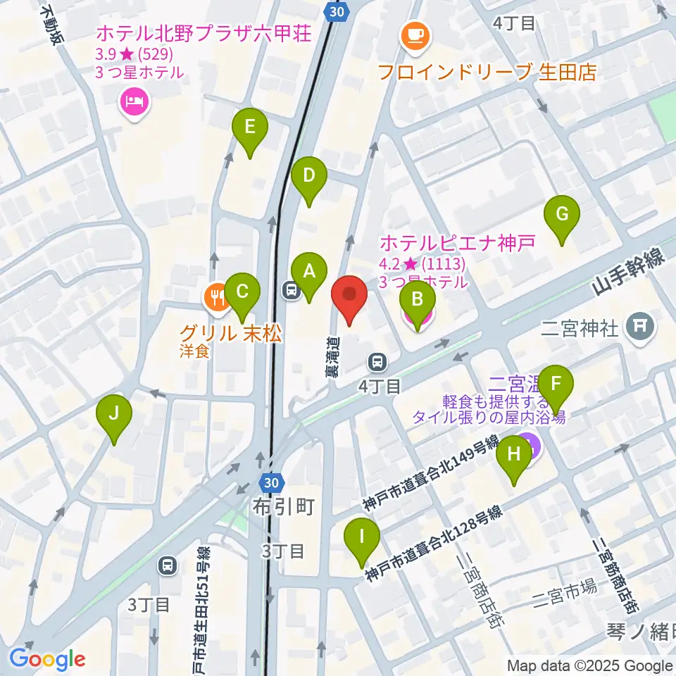 神戸三宮CASHBOX周辺のホテル一覧地図