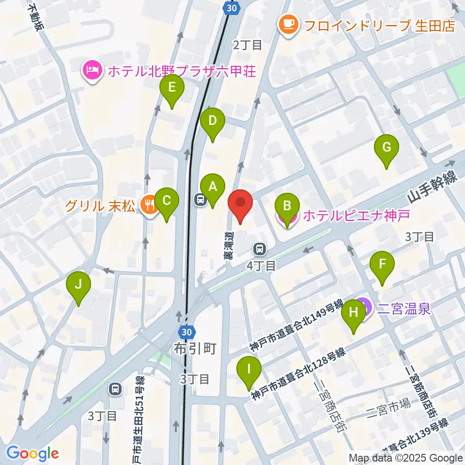 神戸三宮CASHBOX周辺のホテル一覧地図