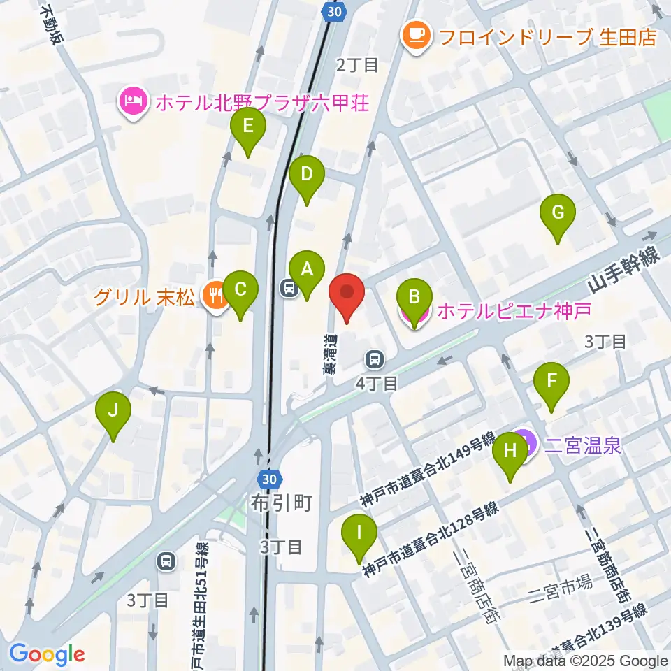 神戸三宮CASHBOX周辺のホテル一覧地図