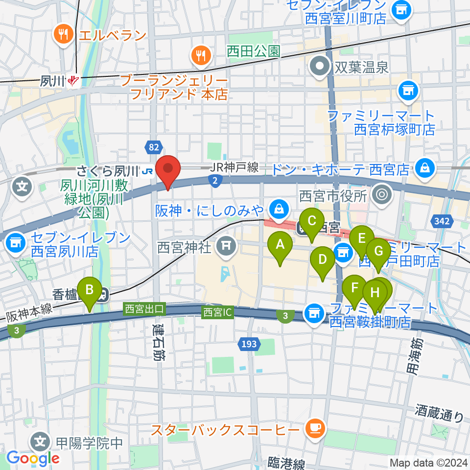 西宮フォートワース周辺のホテル一覧地図