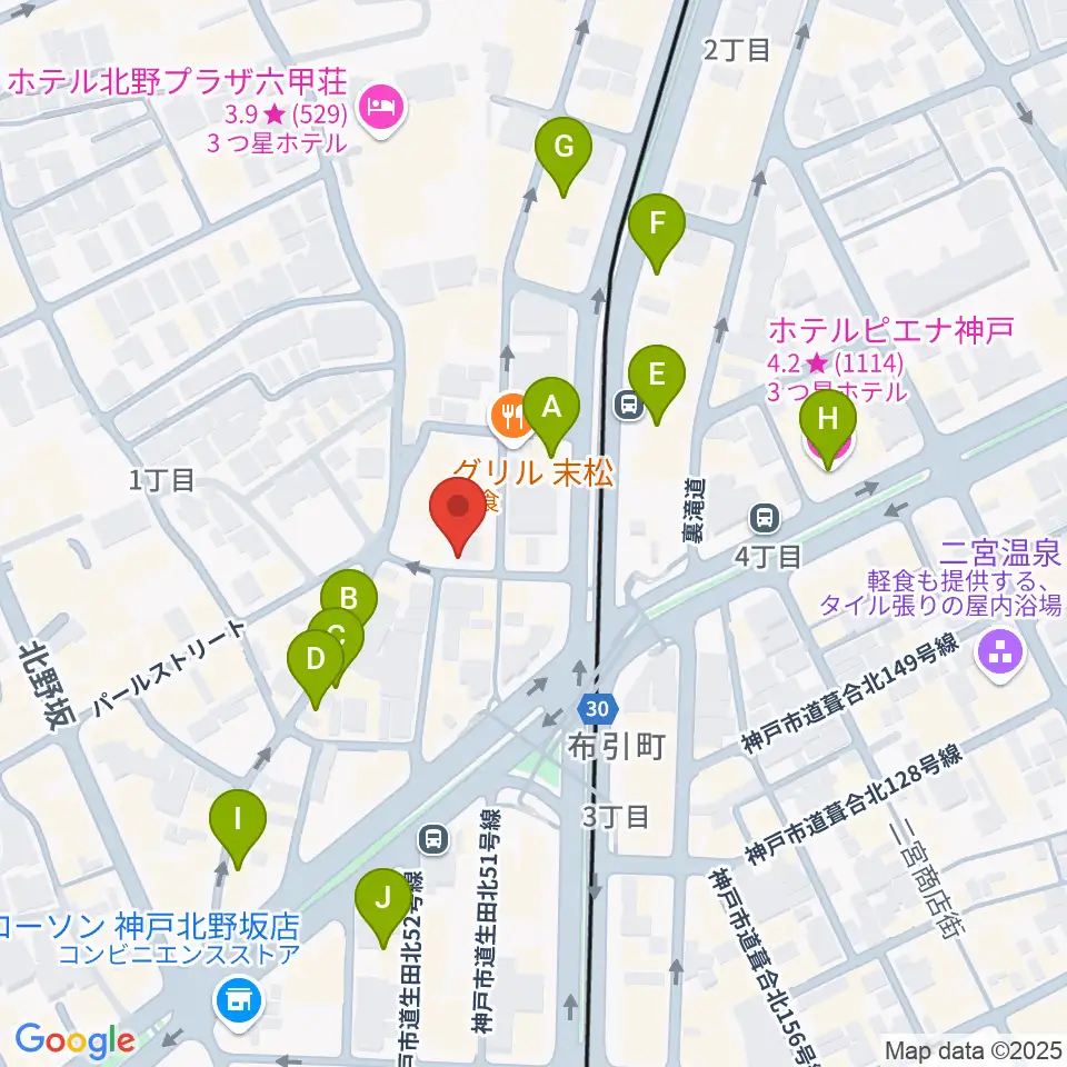 神戸ホンキートンク周辺のホテル一覧地図