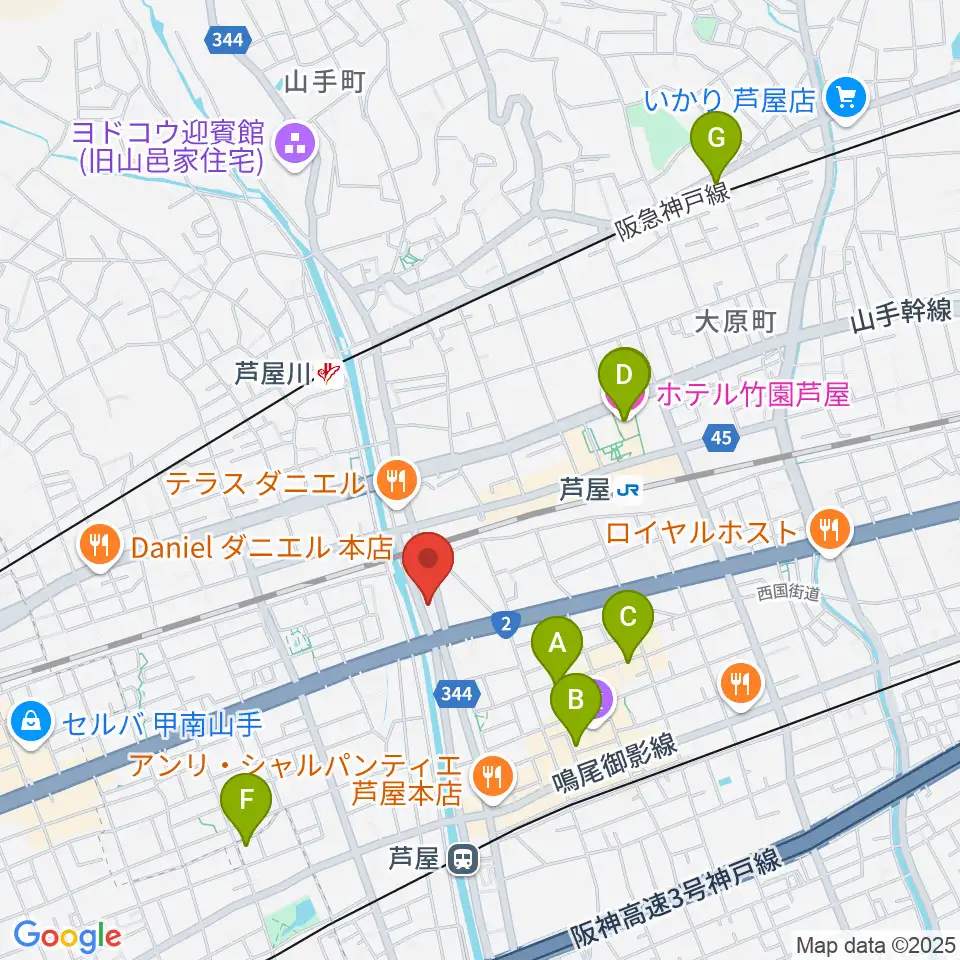 ルネサンスクラシックス芦屋ルナ・ホール周辺のホテル一覧地図