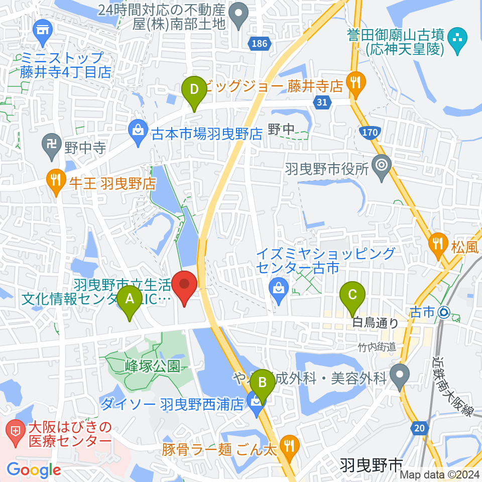 LICはびきの周辺のホテル一覧地図