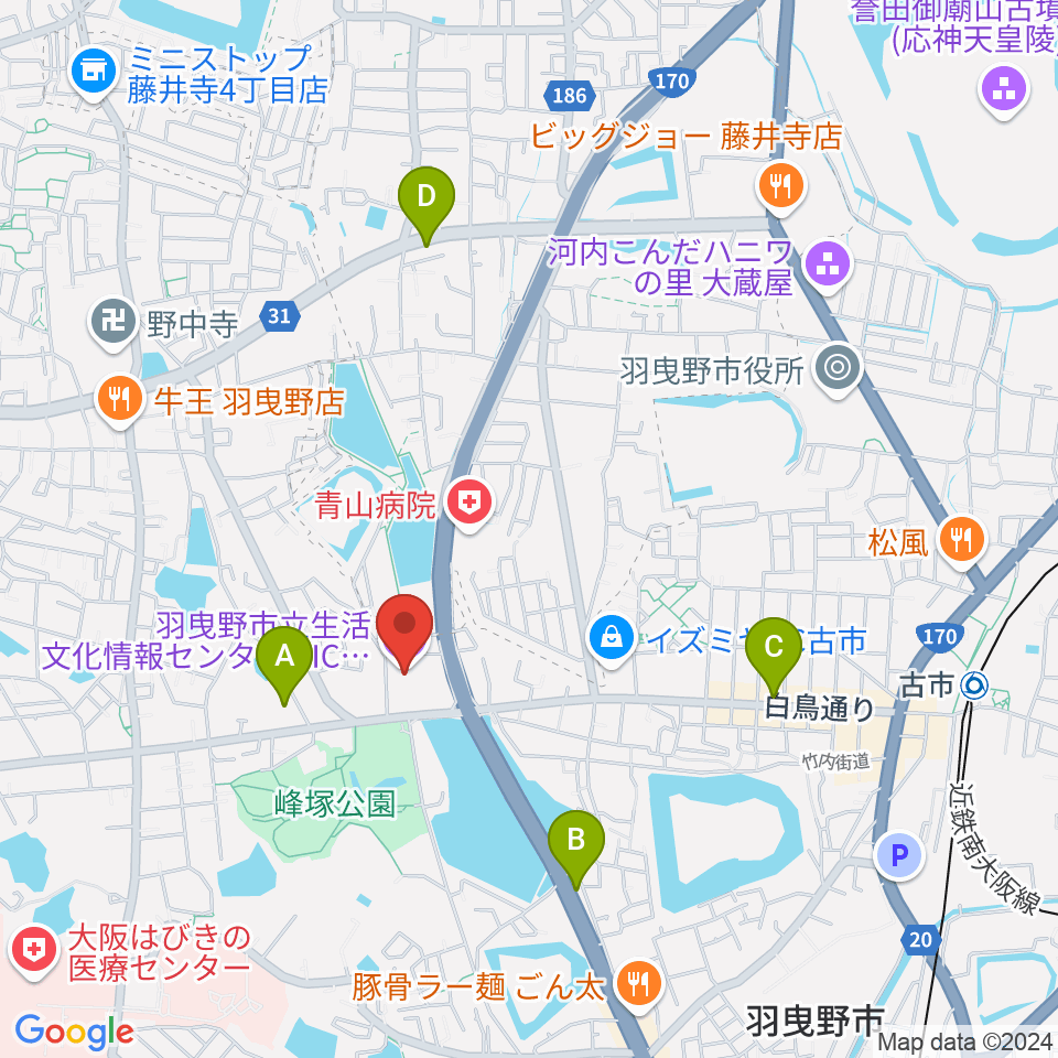 LICはびきの周辺のホテル一覧地図